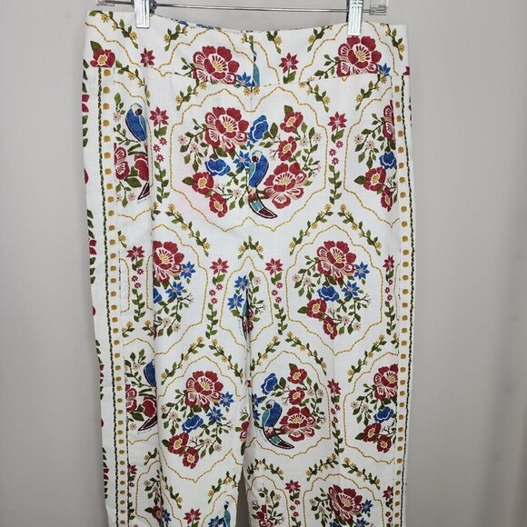 NWT Sezane X Farm Rio Tiago Crop Linen Blend Pant Romantic Garden 42/US Size 10 - Picture 8 of 16